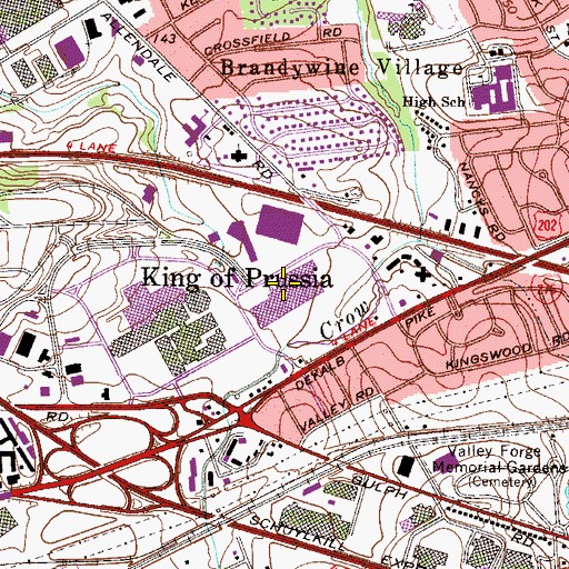 Topographic Map of Court and the Plaza Shopping Center, PA