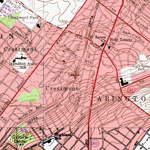 Topographic Map of Crestmont Station, PA