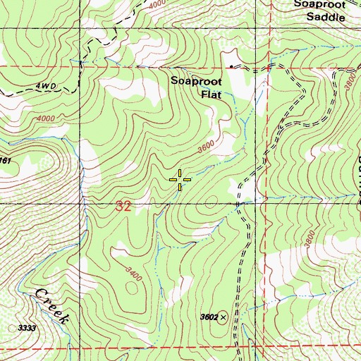 Topographic Map of Soaproot Flat, CA