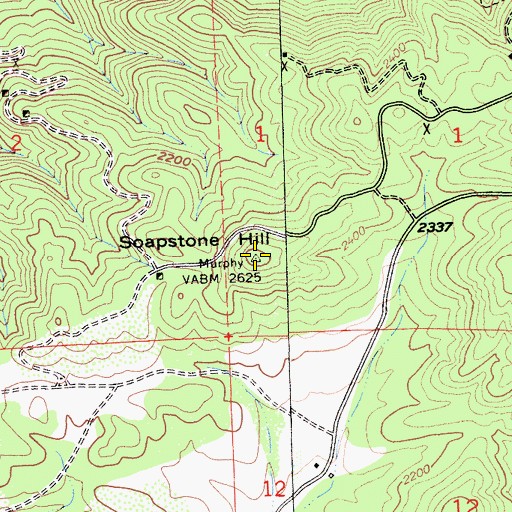 Topographic Map of Soapstone Hill, CA