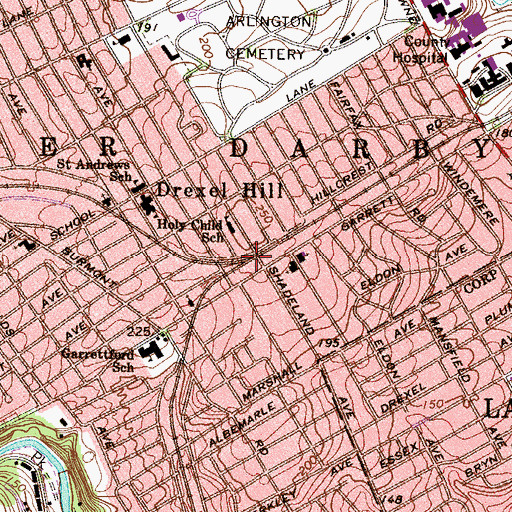 Topographic Map of Drexel Hill Junction Station, PA