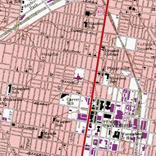 Topographic Map of Duckery Elementary School, PA