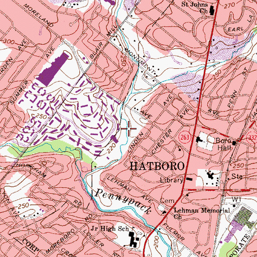 Topographic Map of Eaton Memorial Park, PA