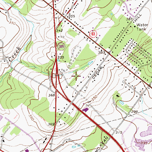 Topographic Map of Estates at Cedar Hill, PA