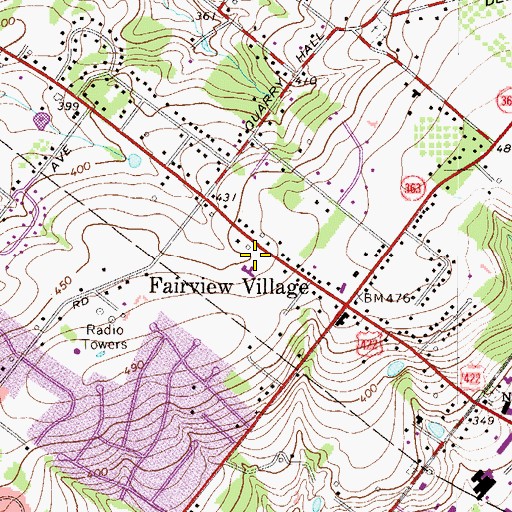 Topographic Map of Fairview Village Church of the Nazarene, PA