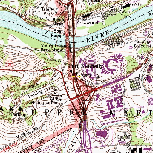Topographic Map of First Presbyterian of Port Kennedy Church, PA