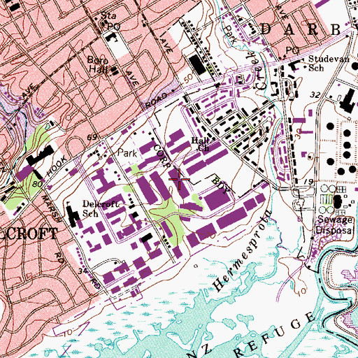 Topographic Map of Folcroft Industrial Park, PA