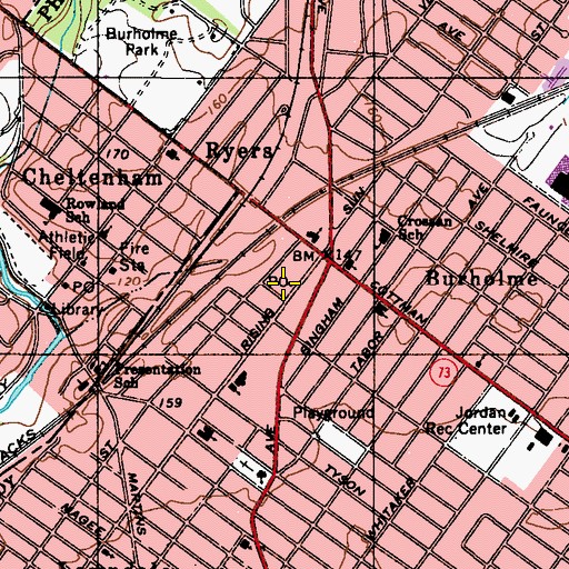 Topographic Map of Fox Chase Post Office, PA