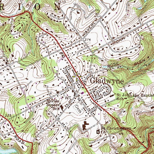 Topographic Map of Gladwyne Fire Company - Station 24, PA
