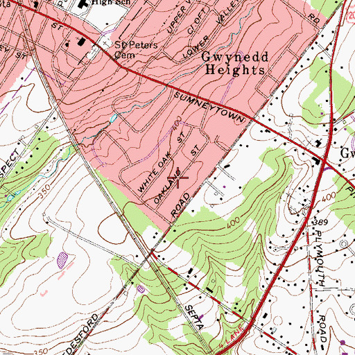 Topographic Map of Gwynedd Acres, PA