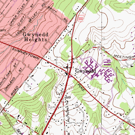 Topographic Map of Gwynedd Friends Meetinghouse Church, PA