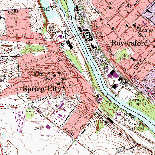 Topographic Map of Liberty Steam Fire Company 1 - Station 63, PA