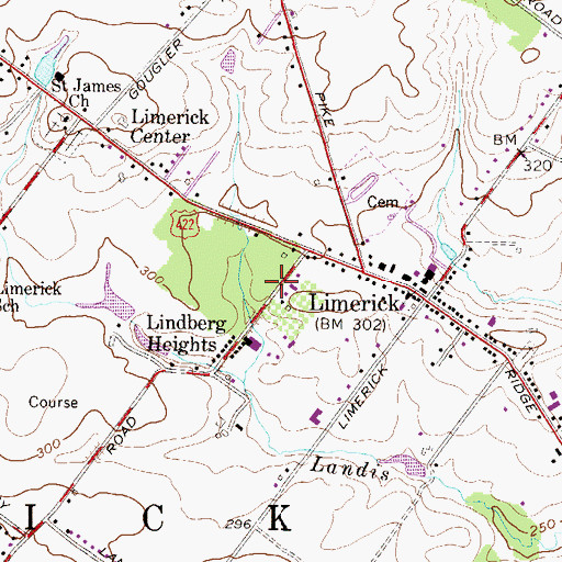 Topographic Map of Limerick Greene, PA