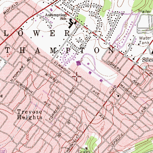 Topographic Map of Lower Southampton Fire Department Station 6, PA