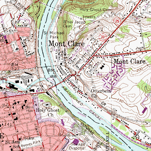 Topographic Map of Black Rock Volunteer Fire Company - Mont Clare Station 99 - B, PA