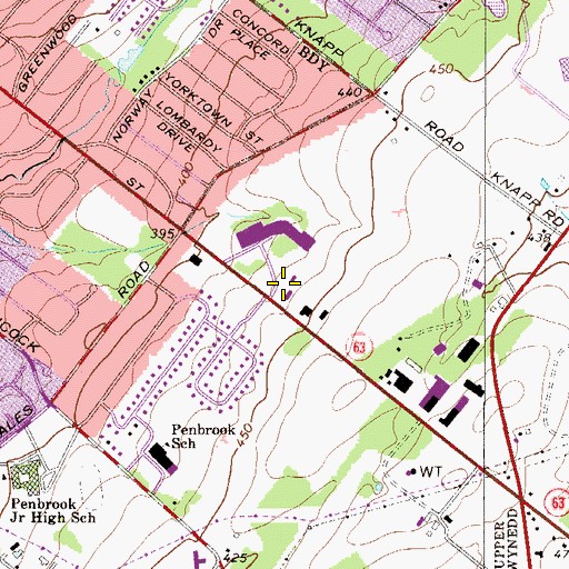Topographic Map of Montgomery Commons Shopping Center, PA