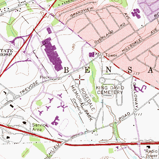 Topographic Map of Neshaminy Square Shopping Center, PA