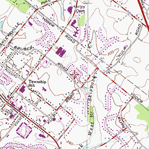 Topographic Map of Indian Crest Farms, PA