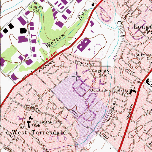 Topographic Map of La Brum Middle School, PA