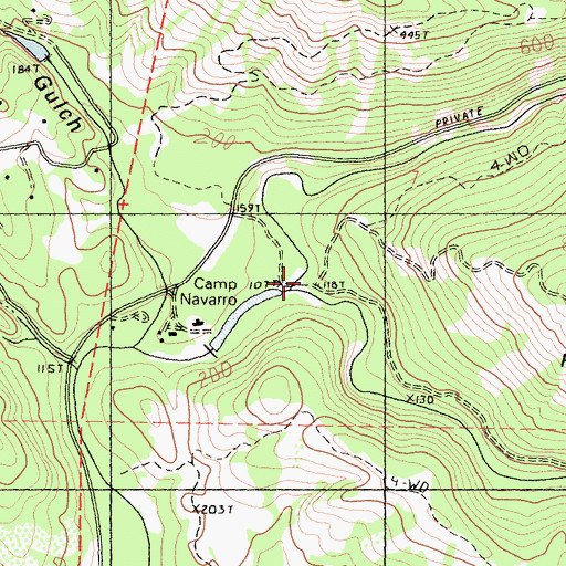 Topographic Map of South Branch North Fork Navarro River, CA
