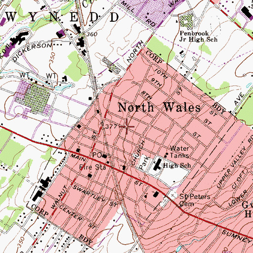 Topographic Map of Sanctuary Methodist Evangelical Lutheran Church, PA