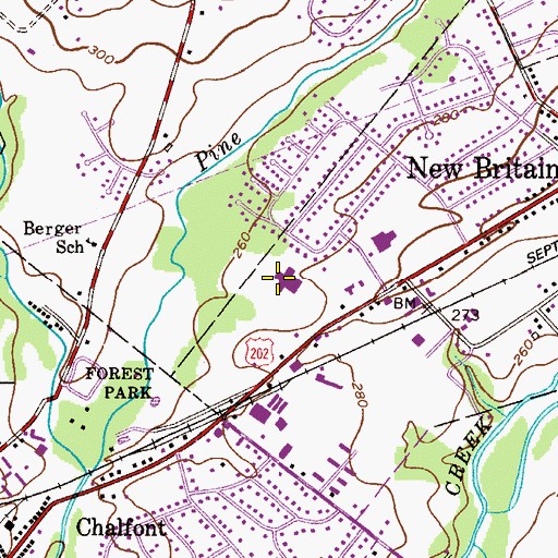 Topographic Map of Shoppes at Towne Center Shopping Center, PA
