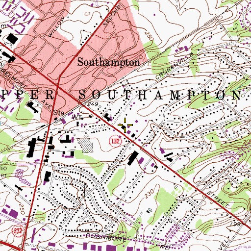 Topographic Map of Southampton Free Library, PA