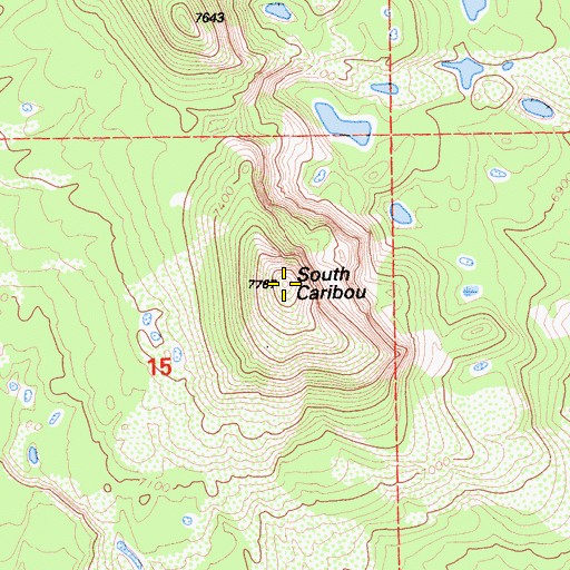 Topographic Map of South Caribou, CA
