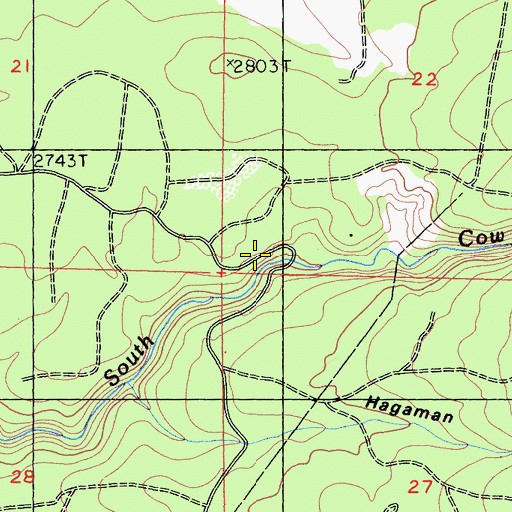 Topographic Map of South Cow Creek Campground, CA