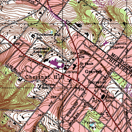 Topographic Map of Our Mother of Consolation School, PA