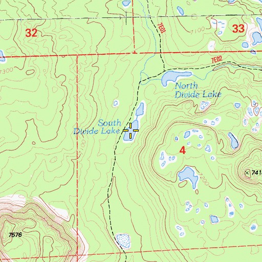 Topographic Map of South Divide Lake, CA