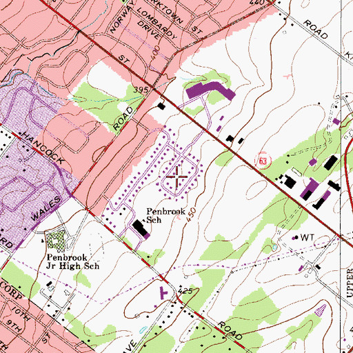 Topographic Map of Penn Brooke, PA