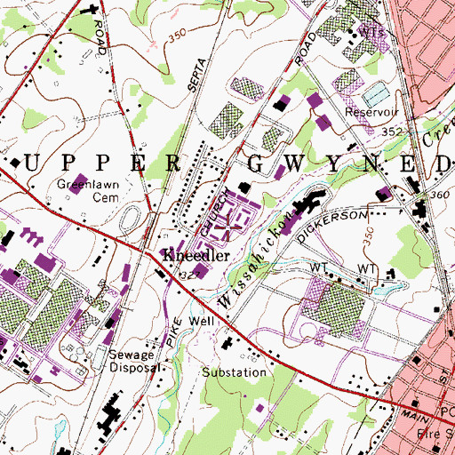 Topographic Map of Penn Brooke Gardens, PA