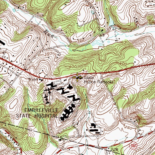 Topographic Map of Pennsylvania State Troop J Embreeville Police Station, PA