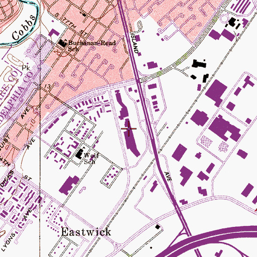 Topographic Map of Penrose Plaza Shopping Center, PA