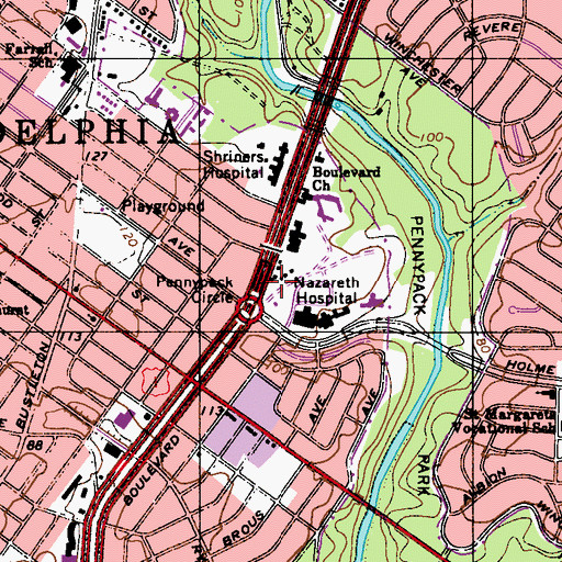Topographic Map of Philadelphia Fire Department Engine 18, PA
