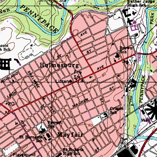 Topographic Map of Philadelphia Fire Department Engine 36 Ladder 20, PA
