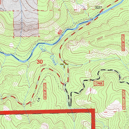Topographic Map of South Fork Calf Creek, CA