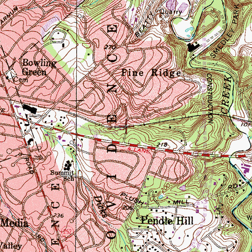 Topographic Map of Pine Ridge Station, PA