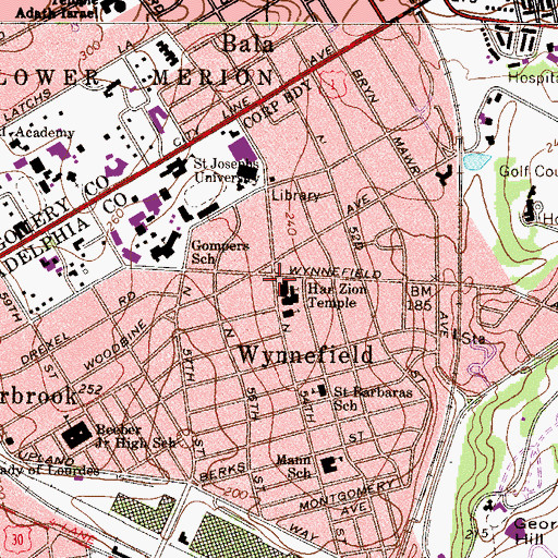 Topographic Map of Pinn Memorial Baptist Church, PA