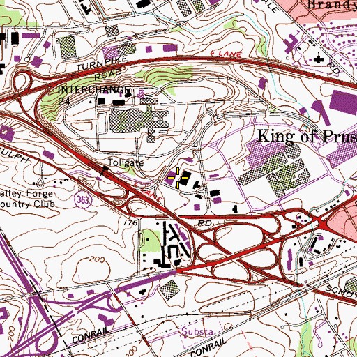 Topographic Map of Plaza King of Prussia Shopping Center, PA