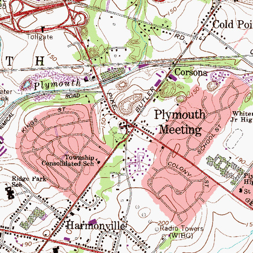 Topographic Map of Plymouth Meeting Friends School, PA