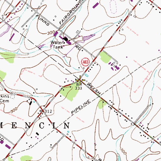 Topographic Map of Ralphs Corner Shopping Center, PA