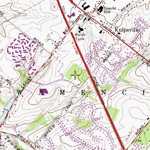 Topographic Map of Towamencin Village, PA