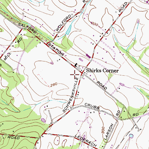 Topographic Map of Upper Salford Park, PA