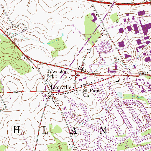 Topographic Map of Uwchlan Ambulance, PA