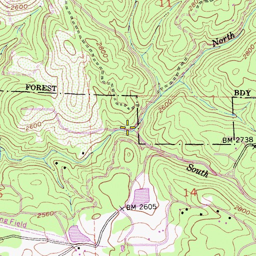 Topographic Map of South Fork One Eye Creek, CA