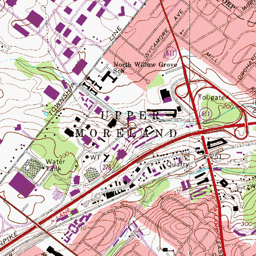 Topographic Map of Willow Grove Industrial and Office Center, PA