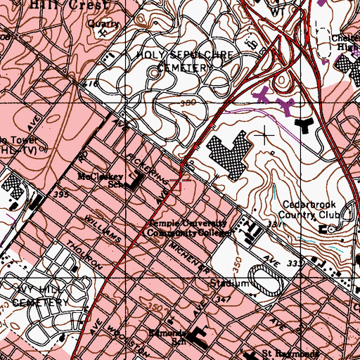 Topographic Map of Wadsworth Post Office, PA