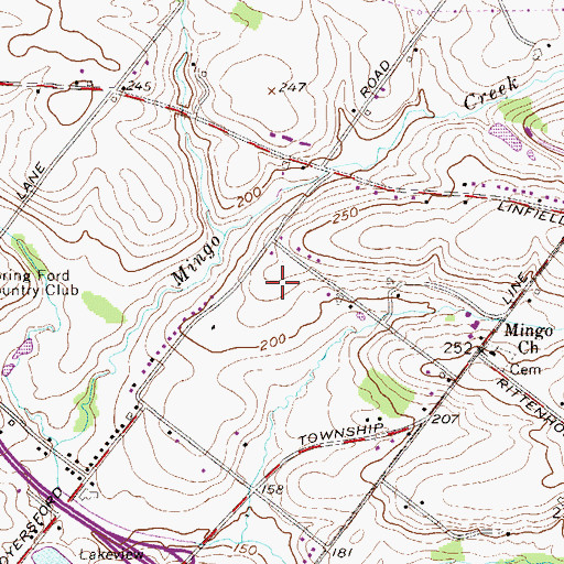 Topographic Map of Walnut Farms, PA